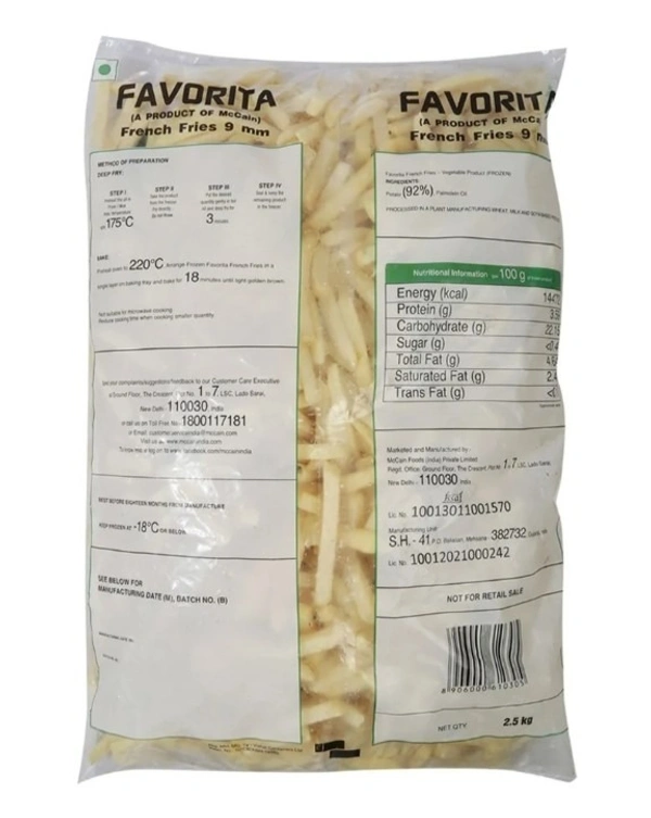 McCain Favorita French Fries Size 9 Mm, 2.5 kg