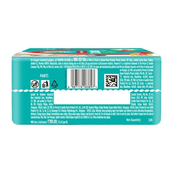 Pampers Happy Skin Medium Diaper Pants 32 N