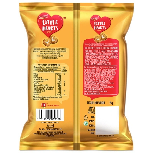 Britannia Little Hearts Cookies 26 g