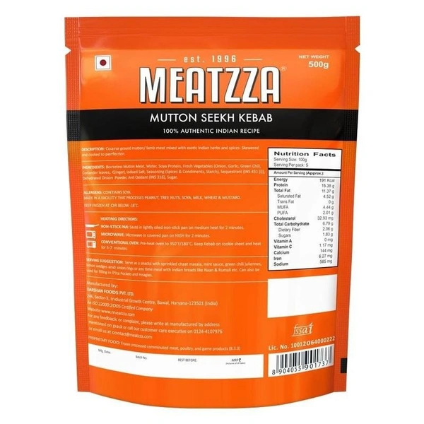 Meatzza Mutton Seekh Kebab 500 g