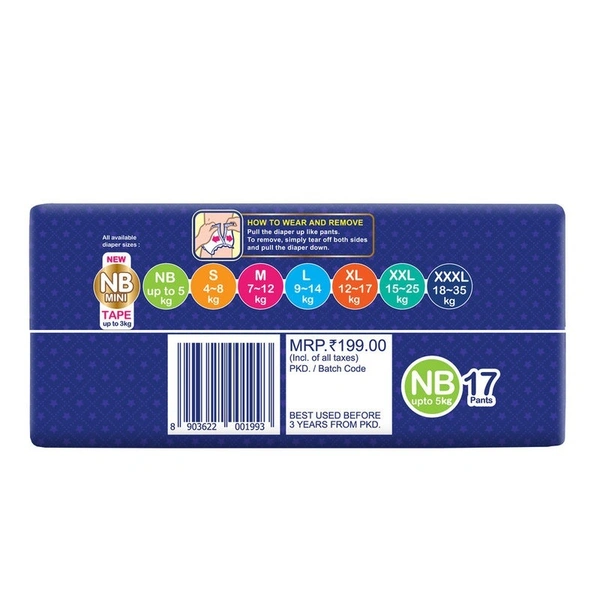 Mamypoko Extra Absorb New Born Diaper Pants 17 N