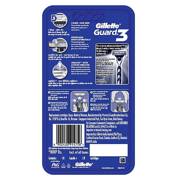 Gillette Guard 3 Razor + 2 Cartridge 1 N