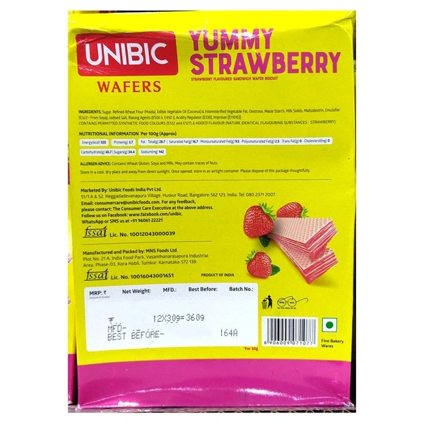 Unibic Strawberry Wafers 12 N