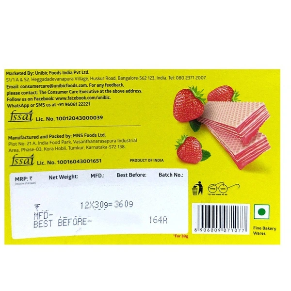 Unibic Strawberry Wafers 12 N