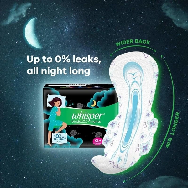 Whisper Ultra Nights XL+ Sanitary Pads 44 N