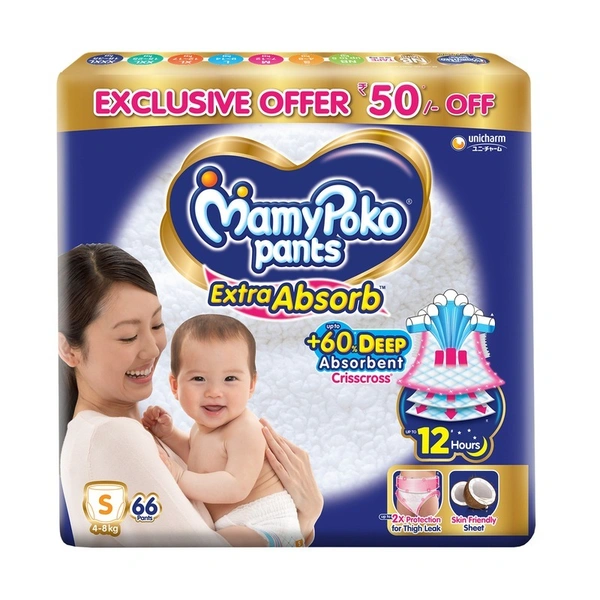 Mamypoko Extra Absorb Small Diaper Pants 66 N
