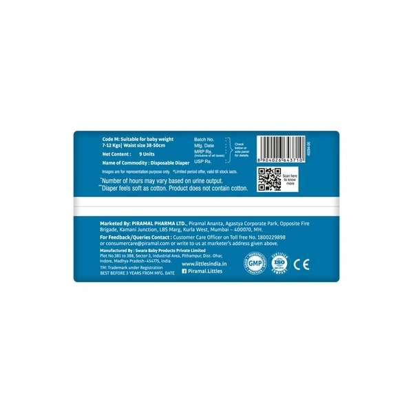 Little's Medium Diapers Mid Size Pack 9 N
