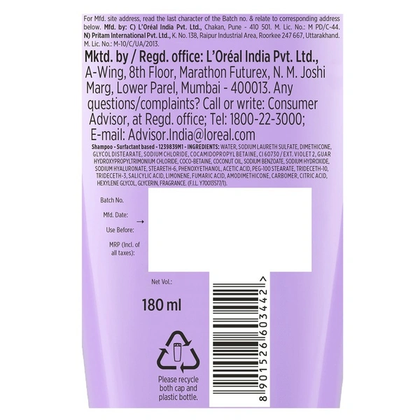 L'oreal Paris Hyaluron 72h Shampoo 180 ml