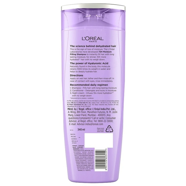 L'oreal Paris Hyaluron 72h Shampoo 340 ml
