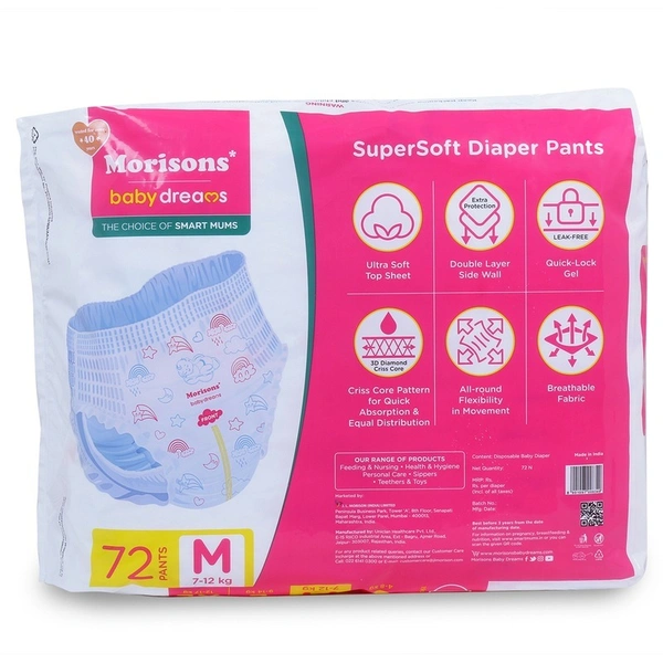 Morisons Super Soft Medium Diaper Pants 72 N