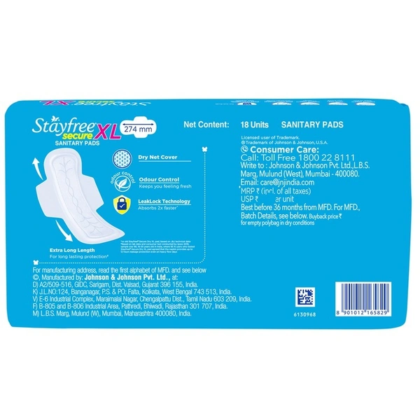Stayfree Dry XL Sanitary Pads 18 N