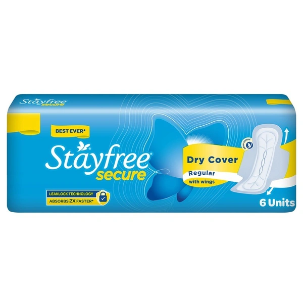 Stayfree Secure Dry Wings Regular Sanitary Pads 6 N