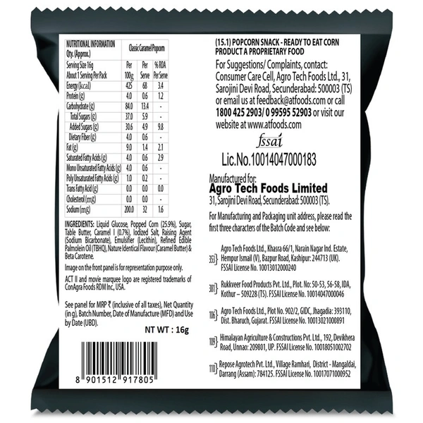 Act ll Caramel Bliss Popcorn 16 g