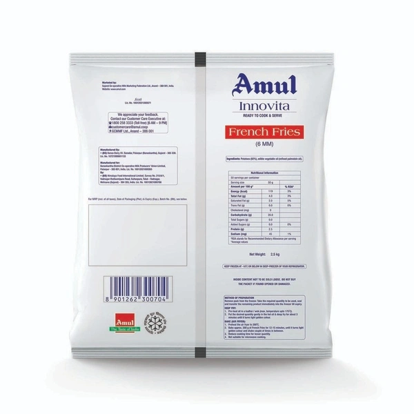 Amul 6 mm Innovita French Fries 2.5 kg