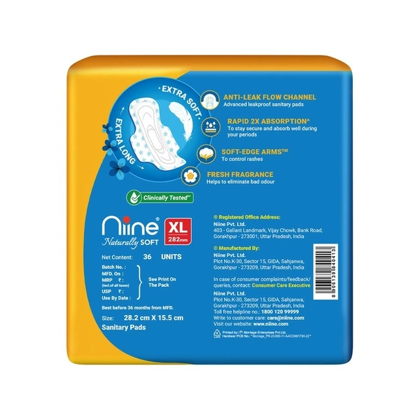 Niine Naturally Soft XL Anti Leak Sanitary Pads 36 N