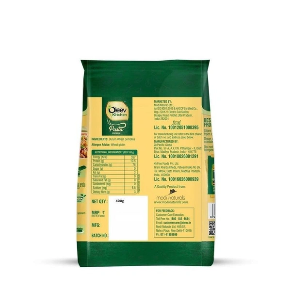 Oleev Kitchen Premium Fusilli Pasta 400 g