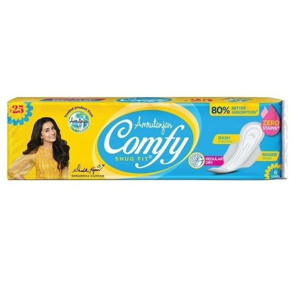 Comfy Snug Fit Regular Dry Sanitary Pads 6 N