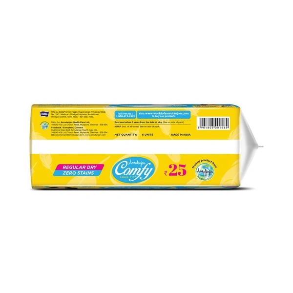 Comfy Snug Fit Regular Dry Sanitary Pads 6 N