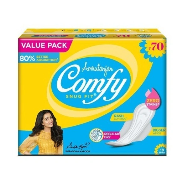 Comfy Snug Fit Regular Dry Sanitary Pads 18 N