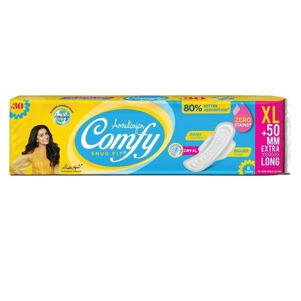 Comfy Snug Fit Dry XL Sanitary Pads 6 N
