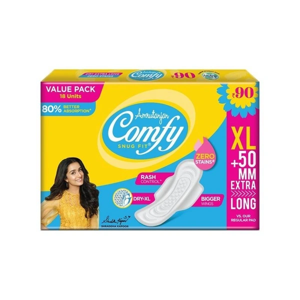 Comfy Snug Fit Dry XL Sanitary Pads 18 N