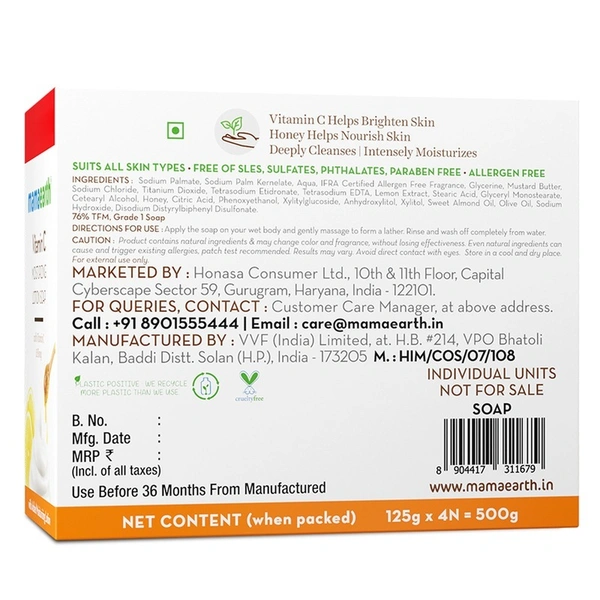 Mamaearth Vitamin C Moisturizing Lotion Soap 3 N + 1 N (125 g Each)
