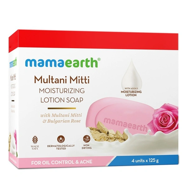 Mamaearth Multani Mitti Moisturizing Lotion Soap 3 N + 1 N (125 g Each)