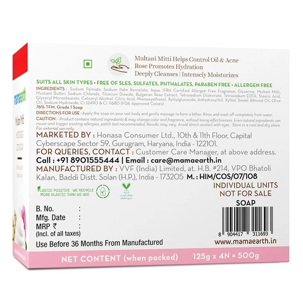 Mamaearth Multani Mitti Moisturizing Lotion Soap 3 N + 1 N (125 g Each)