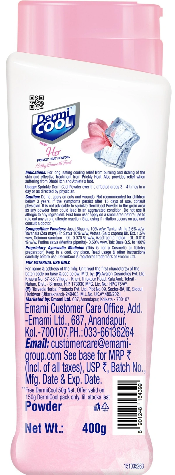 Dermicool Her Prickly Heat Talcum Powder 400 g