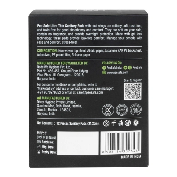 Pee Safe XXL Ultrathin Sanitary Pads 12 N