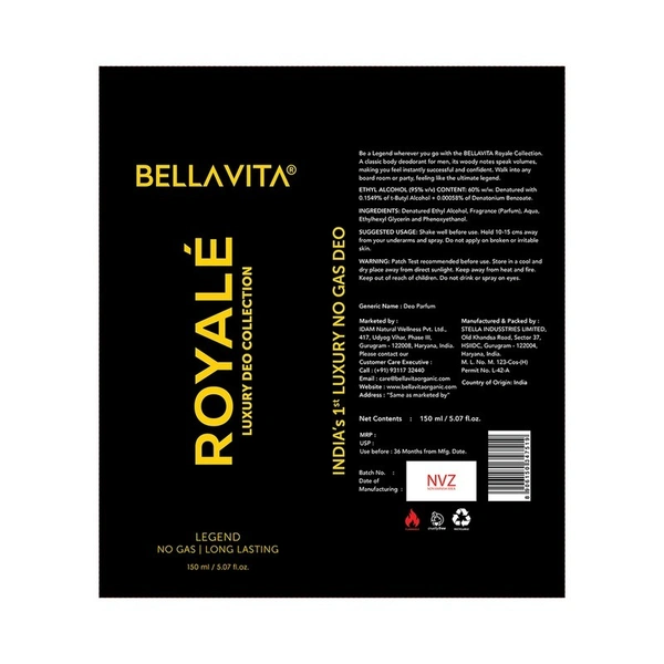 Bellavita Royale Legend Luxury Deo 150 ml