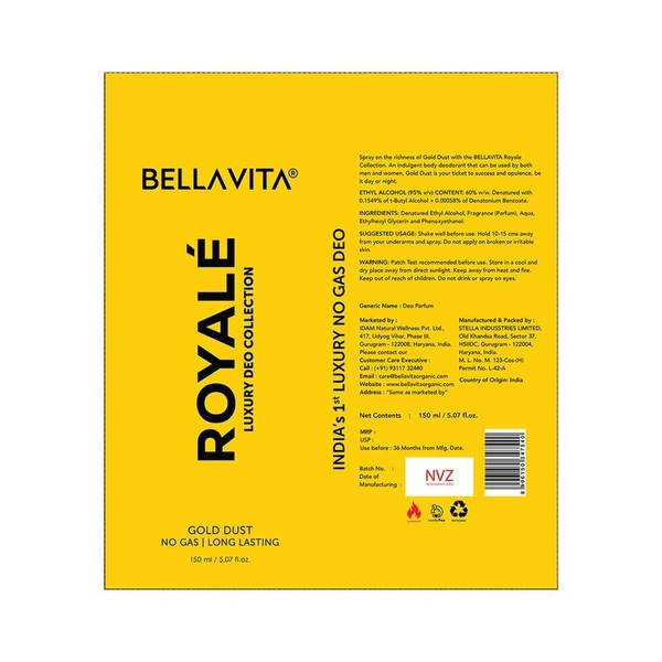 Bellavita Royale gold Dust Luxury Deo 150 ml