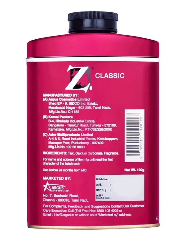 Z Classic Men Talcum Powder 100 g