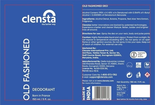 Clensta Old Fashioned Body Spray 150 ml
