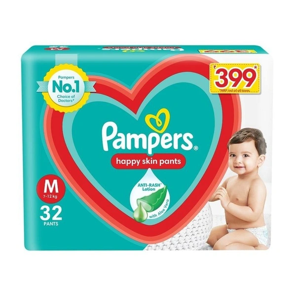 Pampers Happy Skin Medium Diaper Pants 32 N