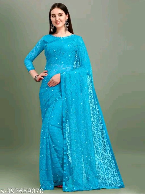 MT RETAIL LADIES BLUE SAREE  - Cerulean, FREE SIZE