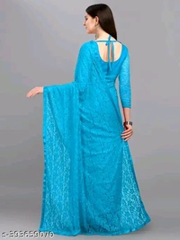 MT RETAIL LADIES BLUE SAREE  - Cerulean, FREE SIZE