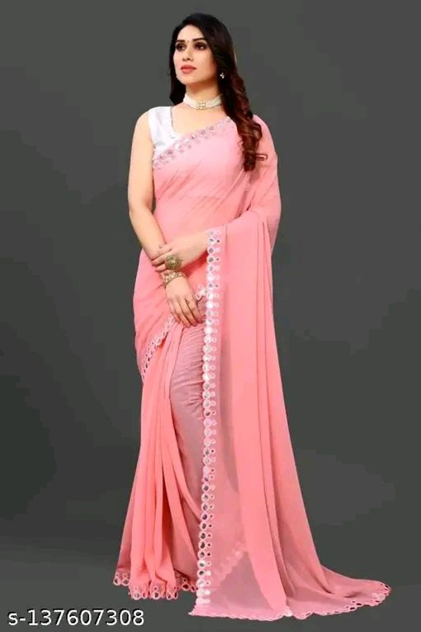 MT RETAIL WOMEN PINK STYLE SAREE  - Tickle Me Pink, FREE SIZE, MT RETAIL 101