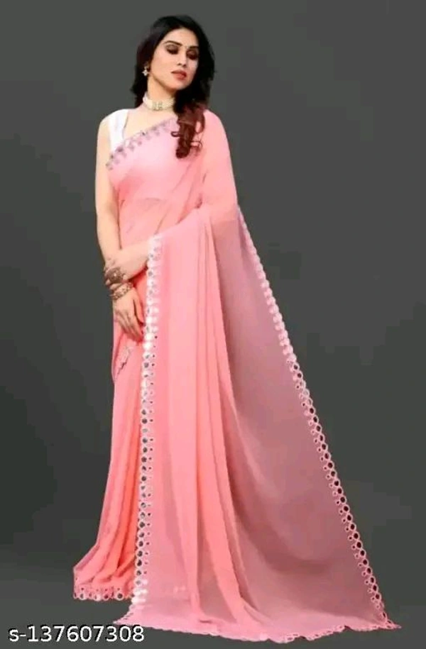 MT RETAIL WOMEN PINK STYLE SAREE  - Tickle Me Pink, FREE SIZE, MT RETAIL 101