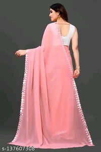 MT RETAIL WOMEN PINK STYLE SAREE  - Tickle Me Pink, FREE SIZE, MT RETAIL 101