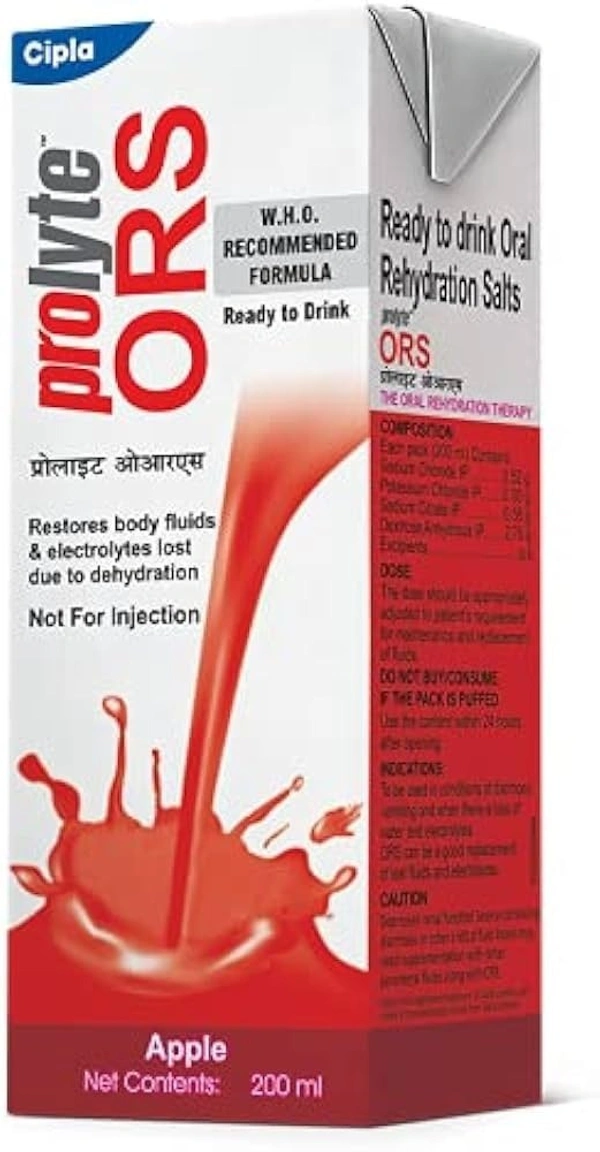 Cipla Prolyte Ors Ready To Drink Oral Rehydration -Apple @200ml
