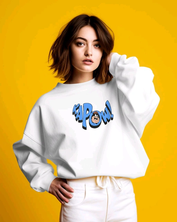 Zenclothing  Unisex White Printed Sweatshirt  - M