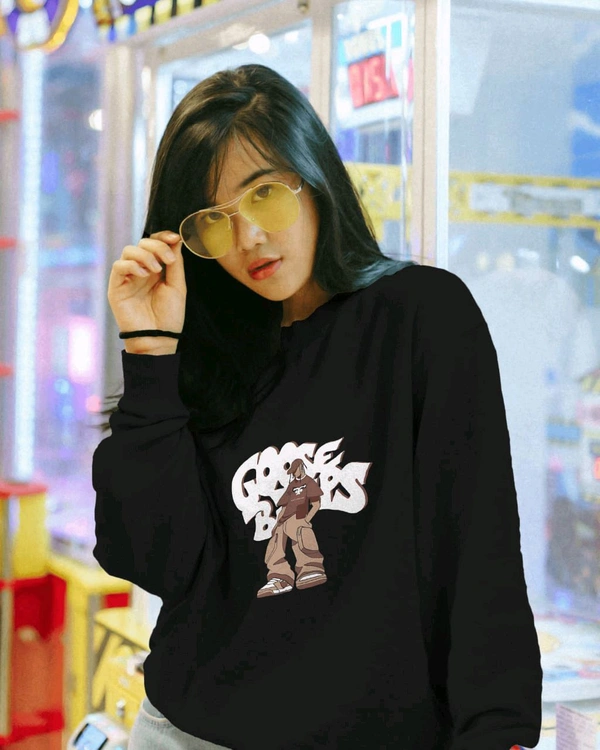 Zenclothing  Unisex Printed Black Sweatshirt  - L
