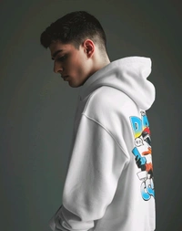 Zenclothing  White Unisex Printed Hoddie  - S
