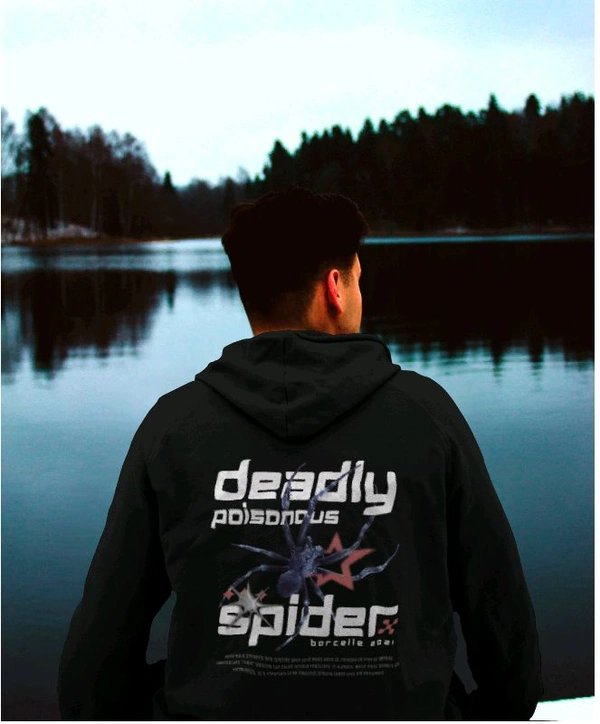 Zenclothing  Black Unisex Printed Hoddie  - S