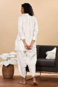IIR09-Jamsa 100% Organic Cotton Linen Night Wellness wear Sea Salt Female - XL, SEA SALT