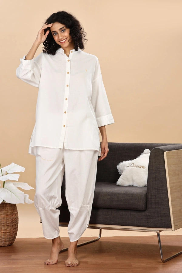 IIR09-Jamsa 100% Organic Cotton Linen Night Wellness wear Sea Salt Female - XL, SEA SALT