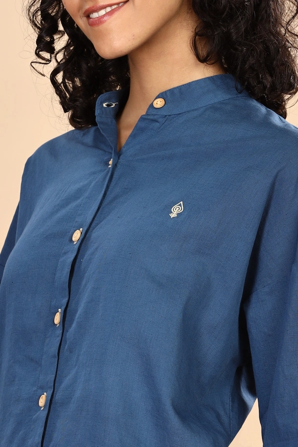 IIR07-Jamsa 100% Organic Cotton Linen Night Wellness wear Indigo Female - 3XL, INDIGO