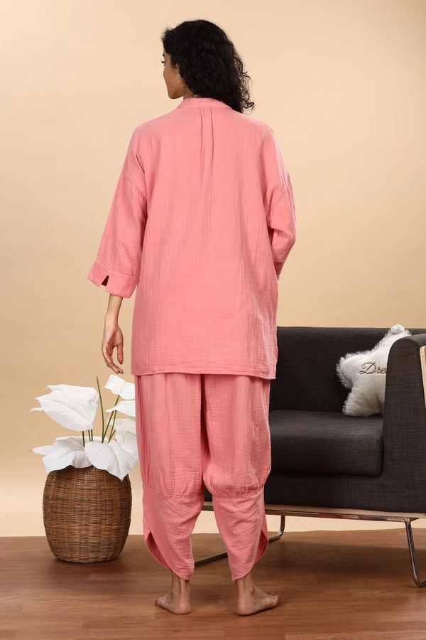 IIR012-Thookkam 100% Organic Unique Double Layered Night Wellness wear Rose Pink Female - S, ROSEPINK