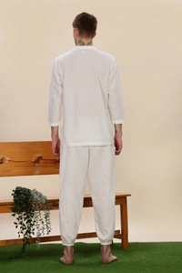 IIR02-Nemuri 100% Organic Cotton Linen Night Wellness wear Sea Salt Male - 4XL, SEA SALT